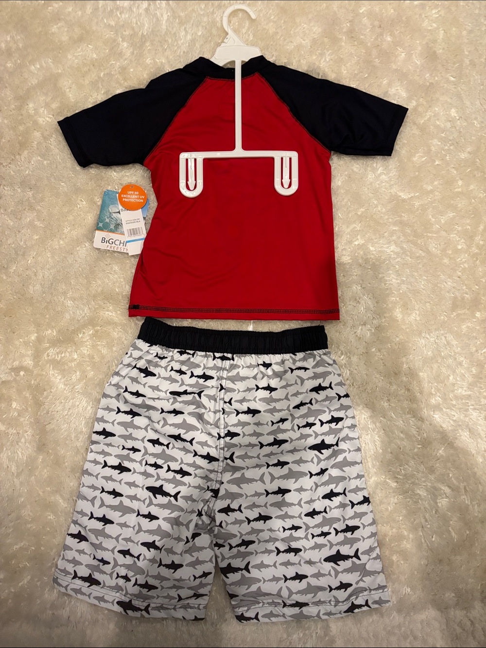 Big Chill Red & Black Shark Rashguard Swim Set - Picture 5 of 5